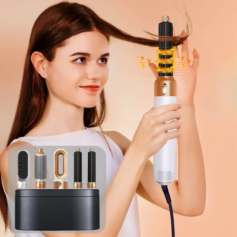 Professional 5-in-1 Hair Styler With Hot Brush & Dryer | All-in-One Solution